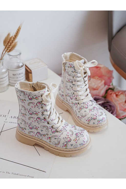 Gewärmte Kinderstiefel mit Reißverschlüssen beige Farbe Dolida