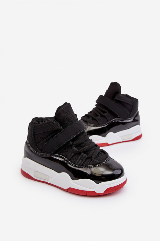 Kinder-Sneaker mit Schnürsenkeln Schwarz und Rot Darina
