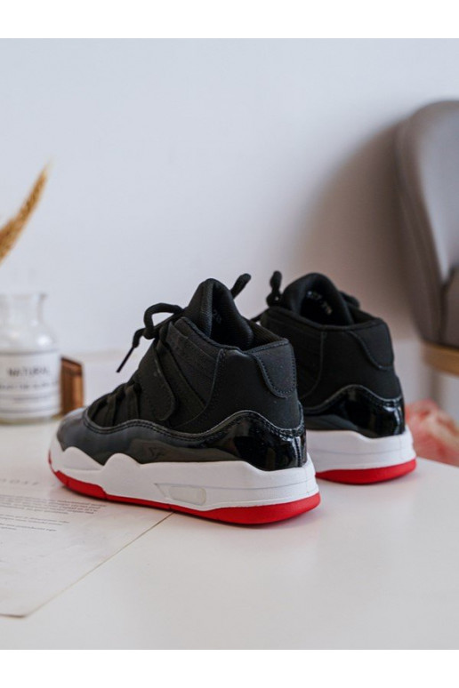 Kinder-Sneaker mit Schnürsenkeln Schwarz und Rot Darina