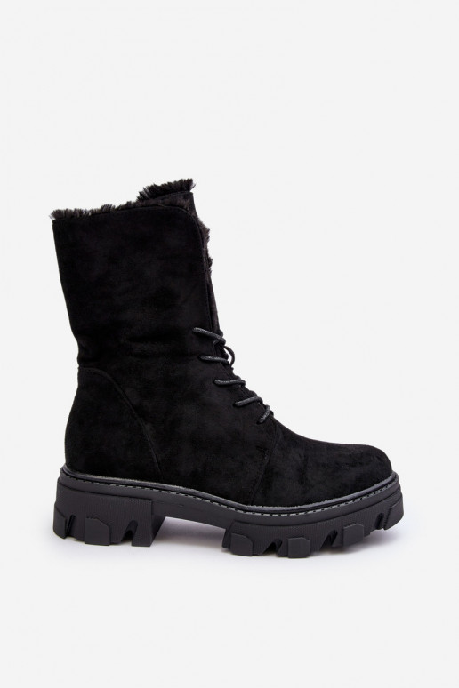 Frendo Schnürstiefel mit Warm-Up in Schwarz