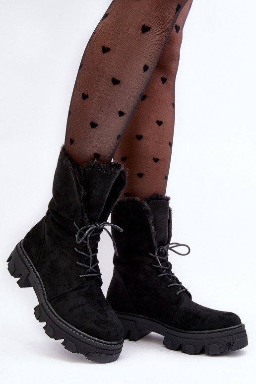 Frendo Schnürstiefel mit Warm-Up in Schwarz