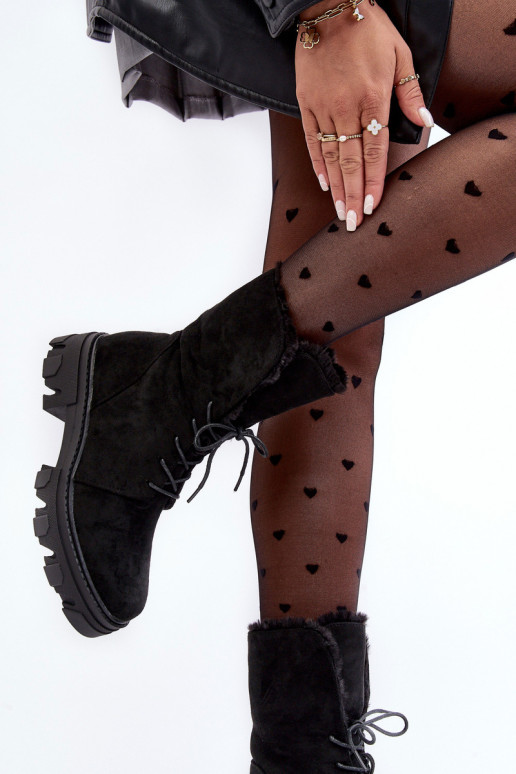 Frendo Schnürstiefel mit Warm-Up in Schwarz