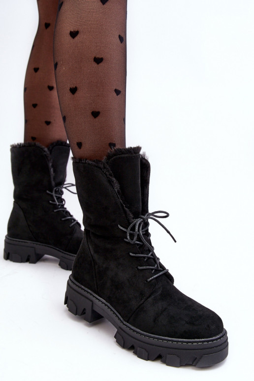 Frendo Schnürstiefel mit Warm-Up in Schwarz