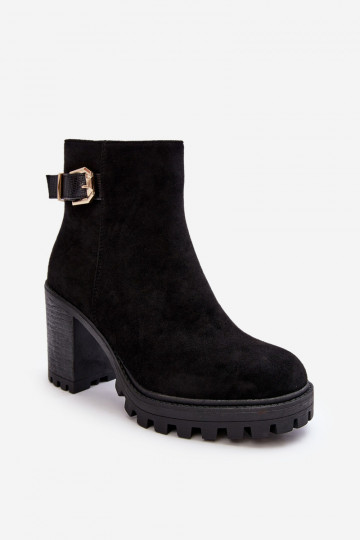 Wildlederstiefel mit hohem Absatz und Ornamenten in der Farbe Schwarz Menoria