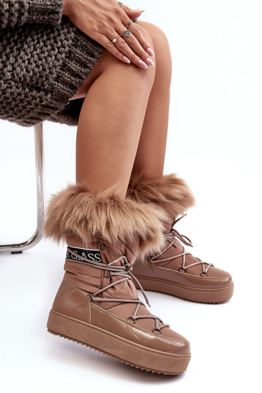 Schneestiefel mit Schnürsenkel beige Santero