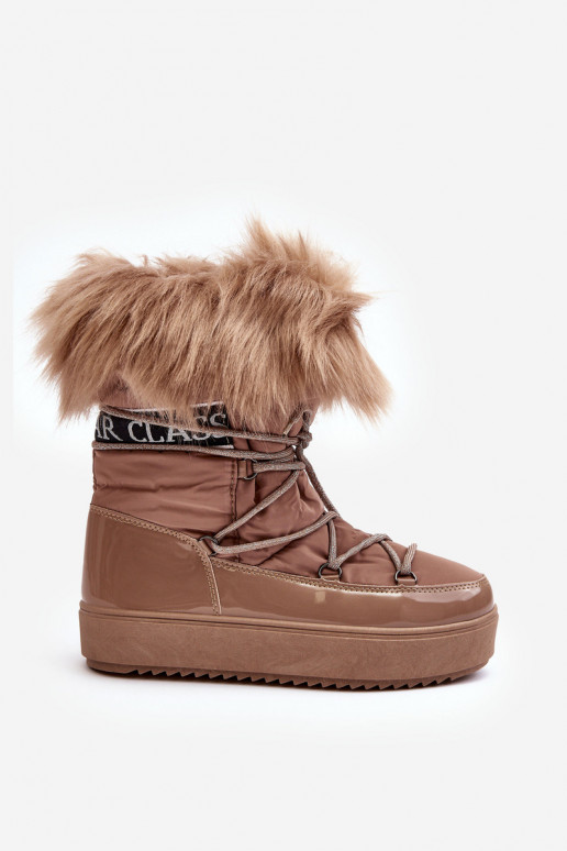 Schneestiefel mit Schnürsenkel beige Santero