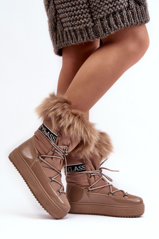 Schneestiefel mit Schnürsenkel beige Santero