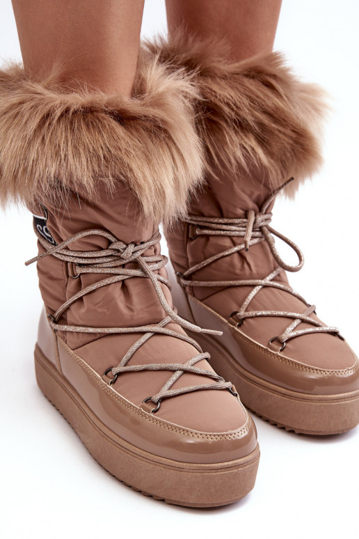 Schneestiefel mit Schnürsenkel beige Santero
