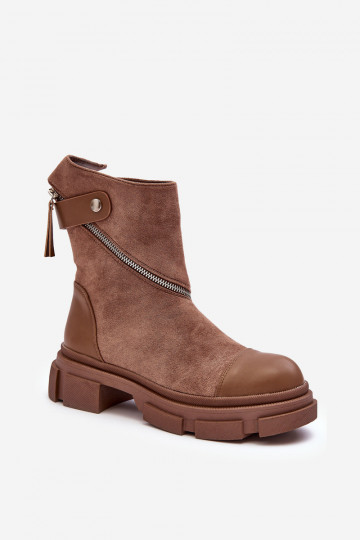 Wildlederstiefel mit Reißverschlüssen beige Kandell