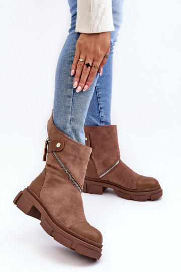 Wildlederstiefel mit Reißverschlüssen beige Kandell 2