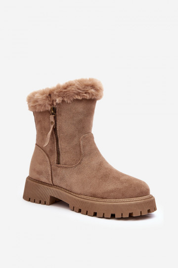Wildlederstiefel mit Pelzbeige in der Farbe Hasiva