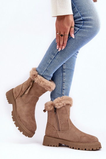 Wildlederstiefel mit Pelzbeige in der Farbe Hasiva 2