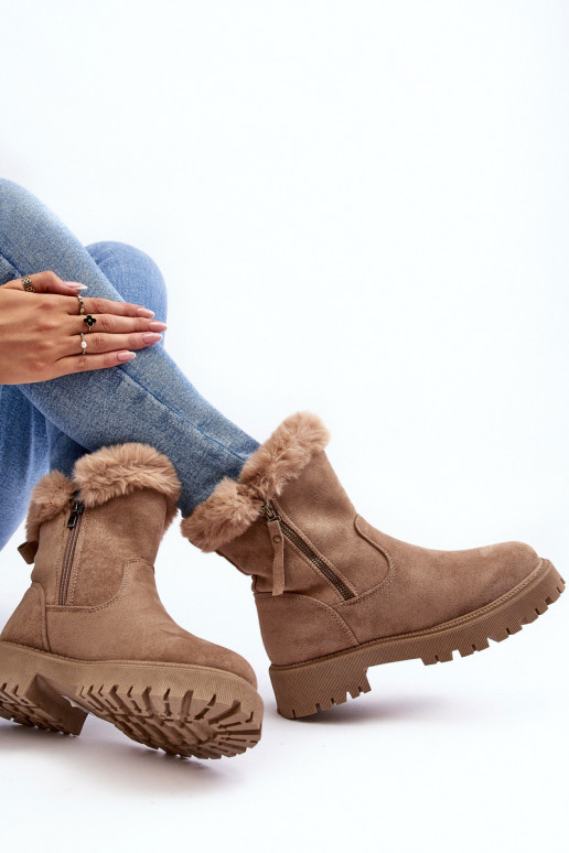 Wildlederstiefel mit Pelzbeige in der Farbe Hasiva Wildlederstiefel mit Pelzbeige in der Farbe Hasiva