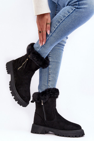 Stiefel aus Wildleder mit Fell in der schwarzen Farbe Hasiva 2