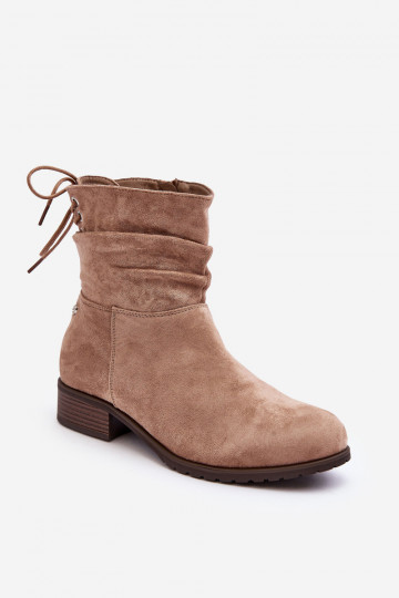 Beige Wildlederstiefel für Damen von Keresa