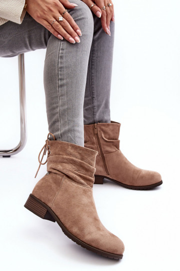 Beige Wildlederstiefel für Damen von Keresa 2