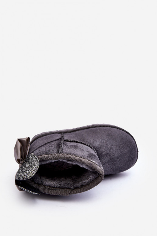 Warme Kinder-Schneestiefel mit Bändern in Grau Meriva Warme Kinder-Schneestiefel mit Bändern in Grau Meriva