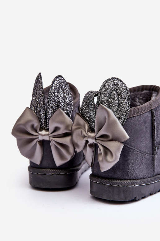 Warme Kinder-Schneestiefel mit Bändern in Grau Meriva Warme Kinder-Schneestiefel mit Bändern in Grau Meriva