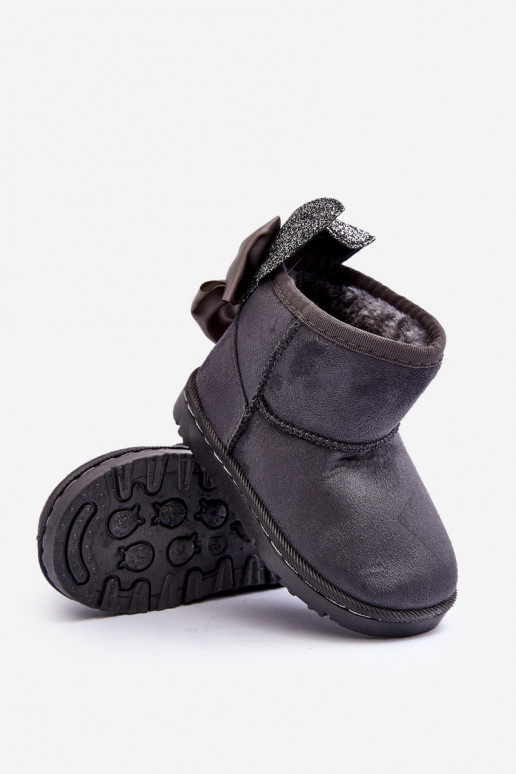 Warme Kinder-Schneestiefel mit Bändern in Grau Meriva Warme Kinder-Schneestiefel mit Bändern in Grau Meriva