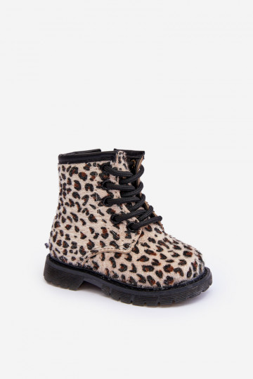 Warme Kinderschuhe mit Reißverschlüssen beige Goopy