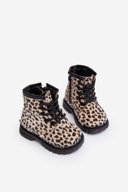 Warme Kinderschuhe mit Reißverschlüssen beige Goopy