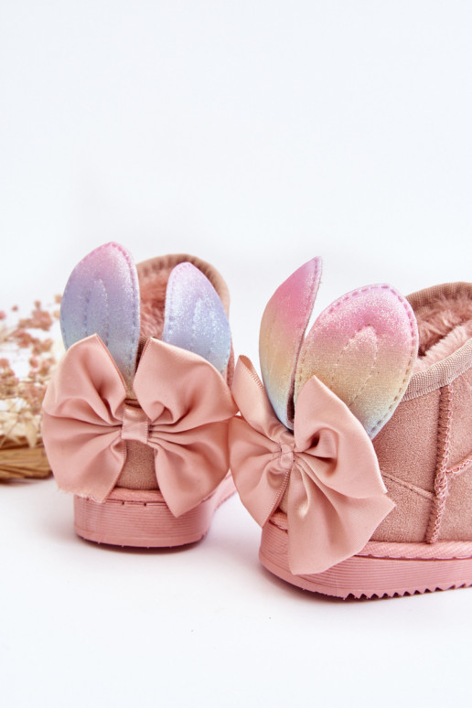 Gewärmte Schneestiefel für Kinder mit Bändern in Rosa Meriva