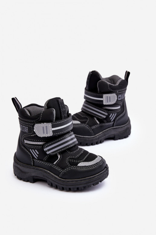 Beheizte Schneestiefel für Kinder mit Klebeverschlüssen schwarz Big Star MM374129