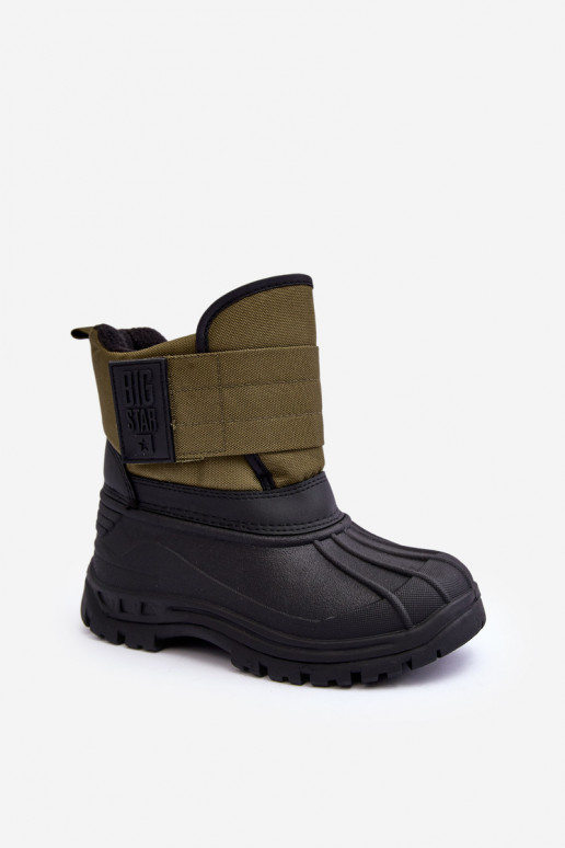 Kinder-Schneestiefel mit Klebeverschlüssen, warmer Khaki Big Star MM374123