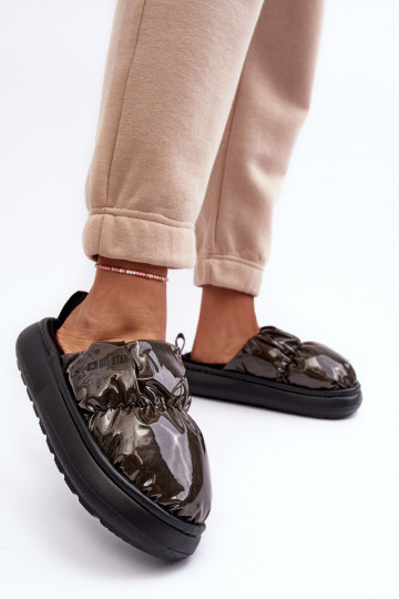 mit Glanz Hausschuhe schwarz Farbe Big Star MM274130