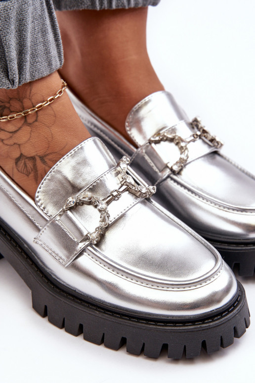 Schuhe mit breitem Absatz in silberner Farbe Lemmitty