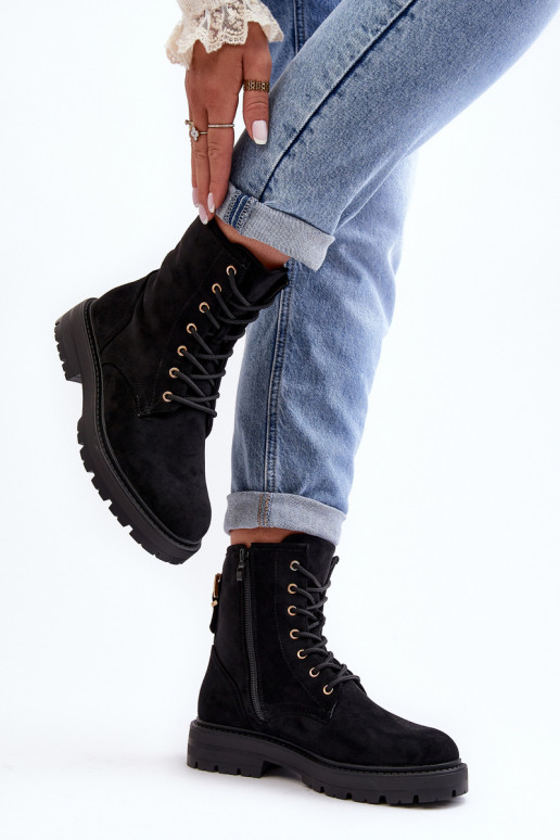 Stiefel mit Reißverschlüssen in der Farbe Schwarz von Ninsuni