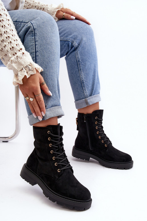 Stiefel mit Reißverschlüssen in der Farbe Schwarz von Ninsuni