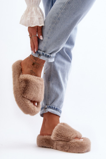 mit Fell Hausschuhe Damen beige Biella