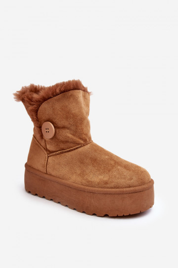 Schneestiefel mit Fellplateau in braunem Wikasem
