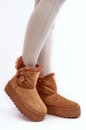 Schneestiefel mit Fellplateau in braunem Wikasem 2