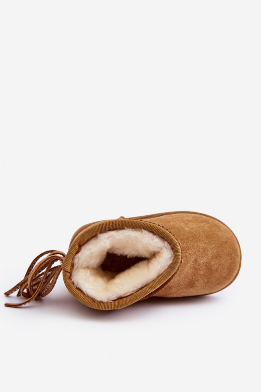 Warme Kinder-Winterstiefel mit Fransen in der Farbe Braun Mikyla Warme Kinder-Winterstiefel mit Fransen in der Farbe Braun Mikyla