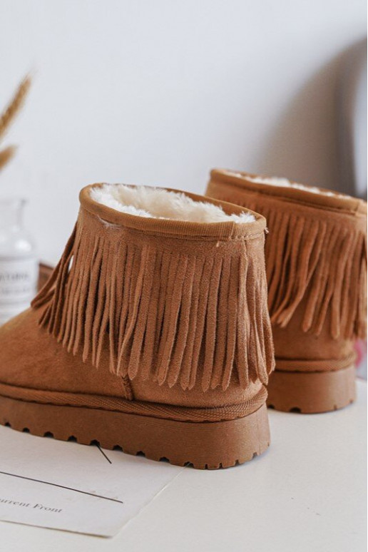 Gewärmte Schneestiefel für Kinder i Frędzlami braune Farbe Nimia