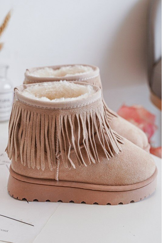 erwärmte Schneestiefel für Kinder i Frędzlami beige Nimia