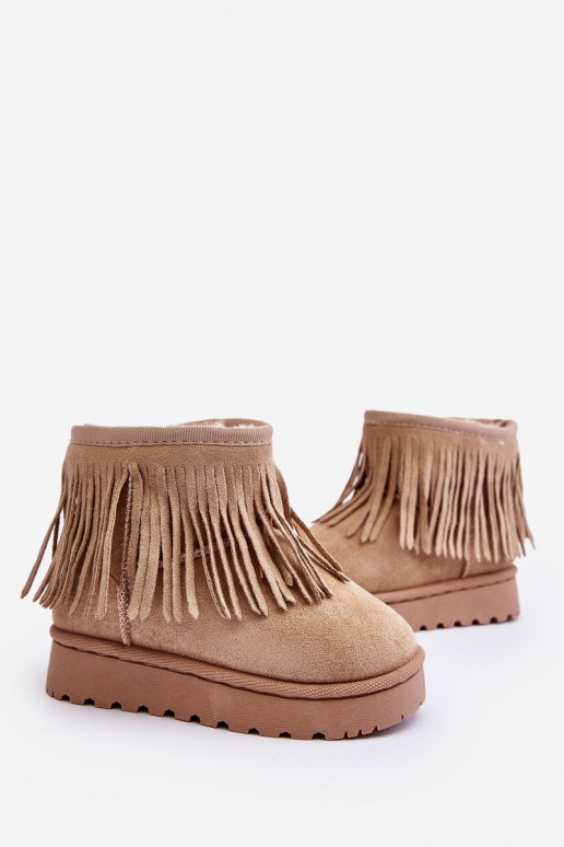 erwärmte Schneestiefel für Kinder i Frędzlami beige Nimia
