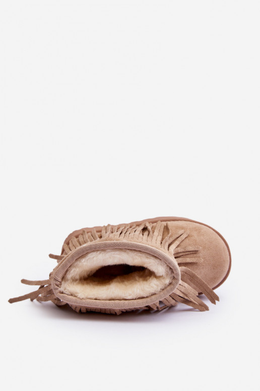 erwärmte Schneestiefel für Kinder i Frędzlami beige Nimia