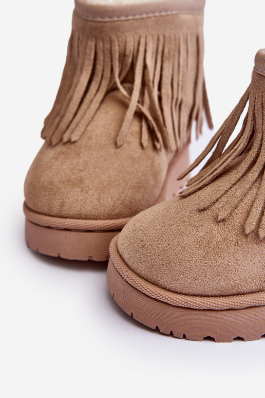 erwärmte Schneestiefel für Kinder i Frędzlami beige Nimia
