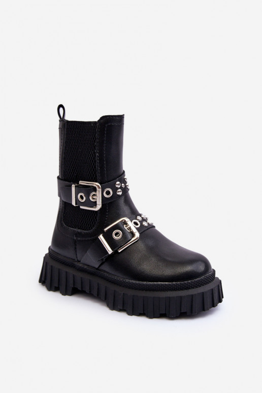 Stilvolle Stiefel mit Reißverschlüssen für Kinder in der schwarzen Farbe Adeneia