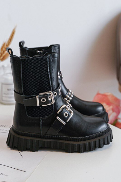 Stilvolle Stiefel mit Reißverschlüssen für Kinder in der schwarzen Farbe Adeneia