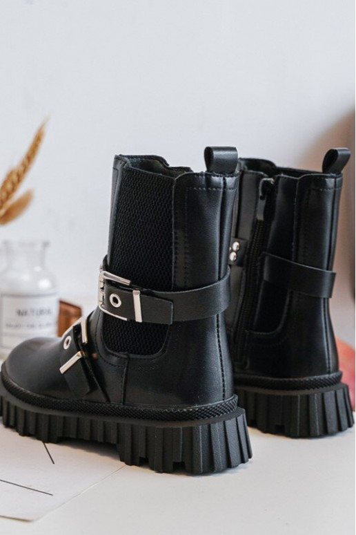 Stilvolle Stiefel mit Reißverschlüssen für Kinder in der schwarzen Farbe Adeneia