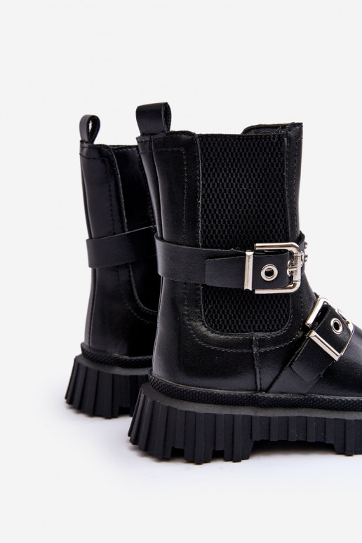 Stilvolle Stiefel mit Reißverschlüssen für Kinder in der schwarzen Farbe Adeneia