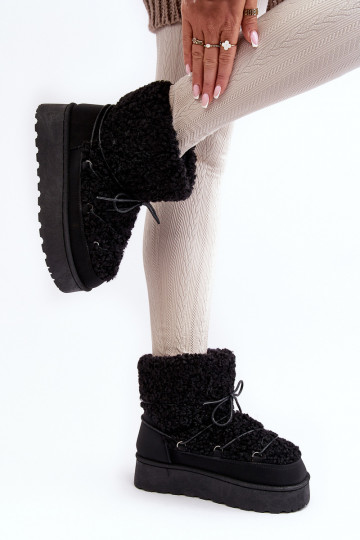 Schnür-Winterstiefel mit massiver Sohle in der schwarzen Farbe Loso 2