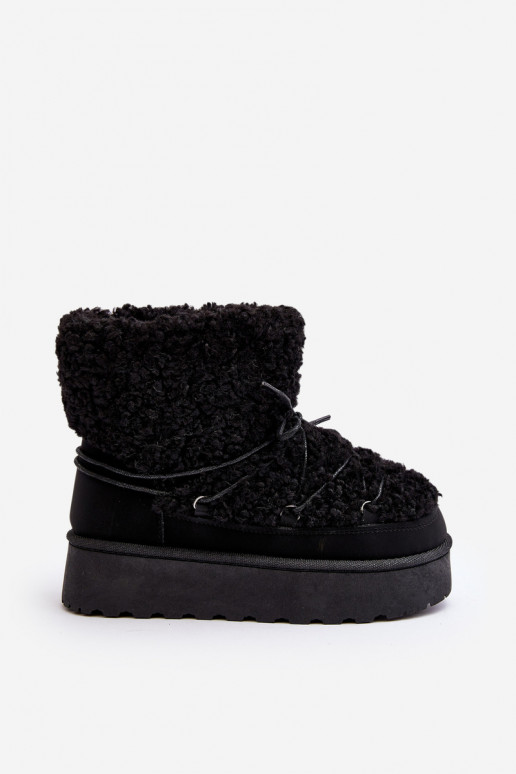 Schnür-Winterstiefel mit massiver Sohle in der schwarzen Farbe Loso