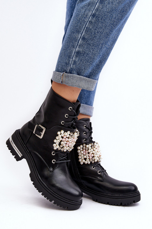 Gewärmte Stiefel Stiefel Stiefel verziert mit schwarzer Farbe Venizi