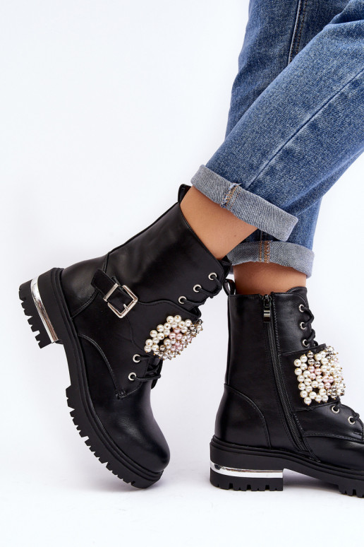 Gewärmte Stiefel Stiefel Stiefel verziert mit schwarzer Farbe Venizi