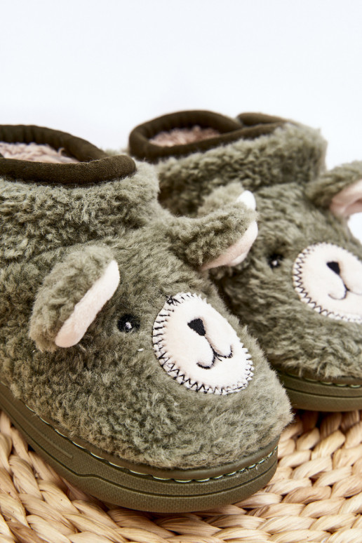 Kinderhausschuhe in grüner Farbe von Eberra